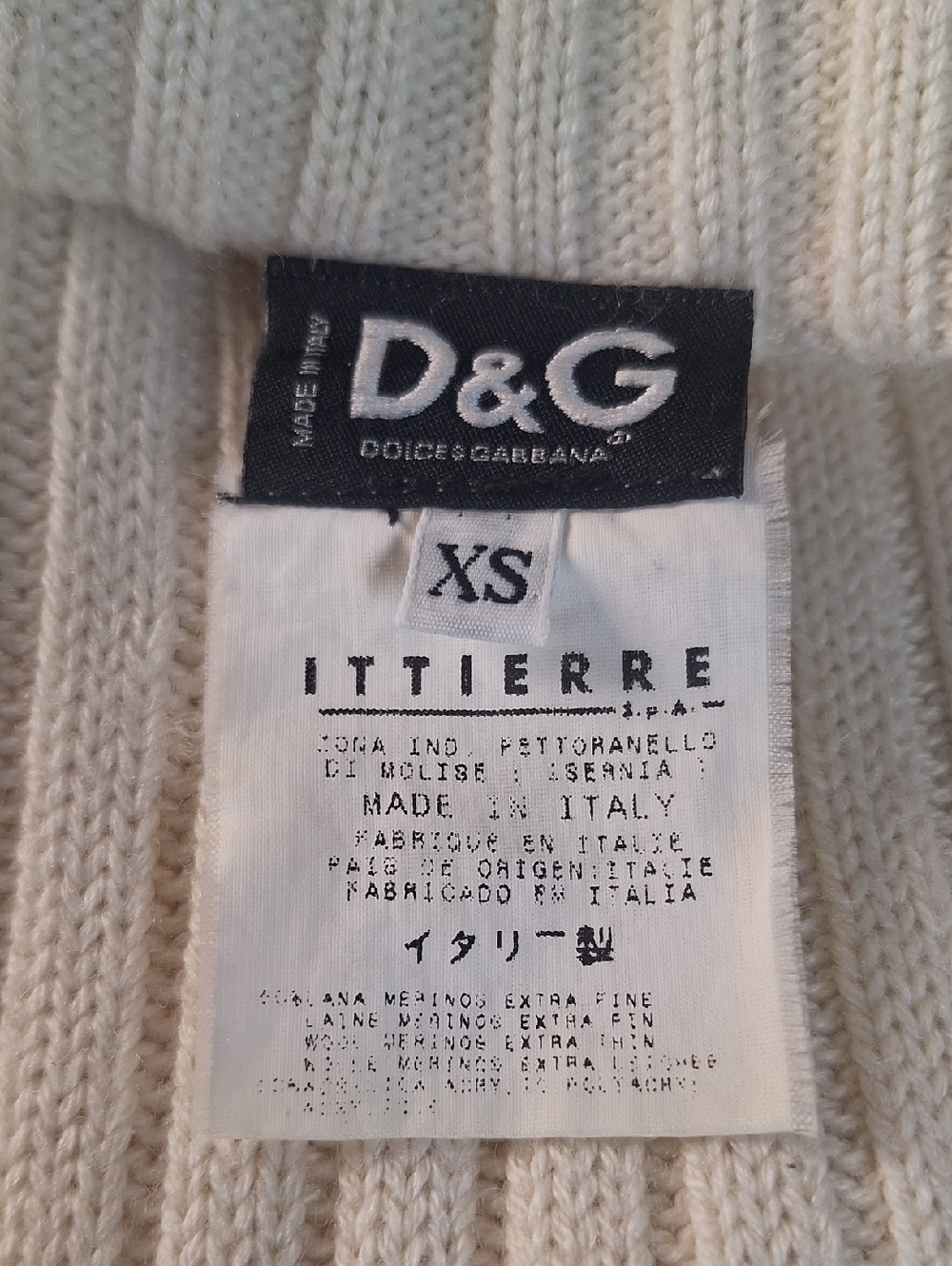 D & G Vintage Y2K Ribbed Funnel Neck Fine Merino Wool Sweater Size XS - Picture 2 of 7